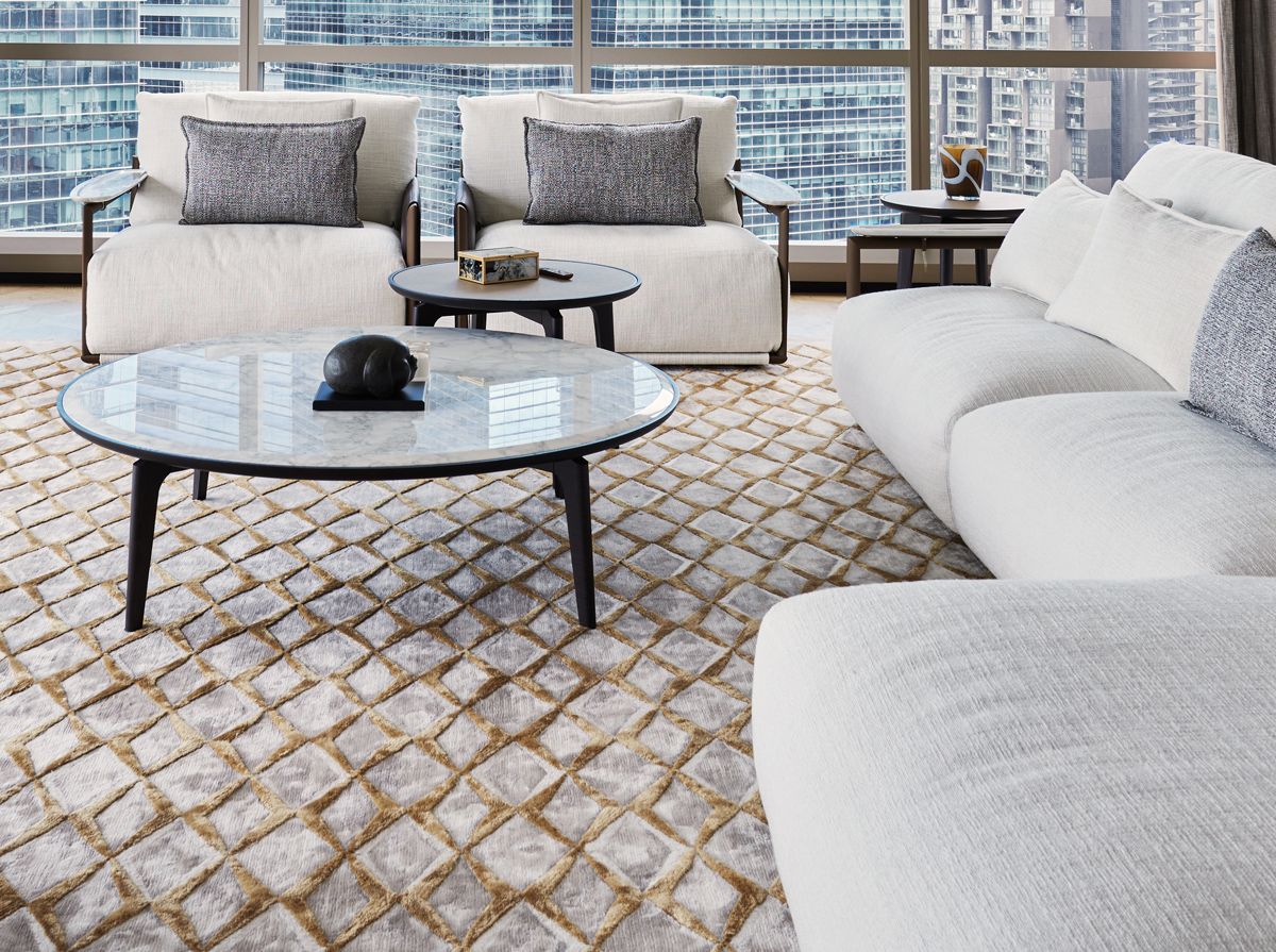 The Bellagio rug by Riviere Rugs, as seen in a home realised by Dwell Interior Design