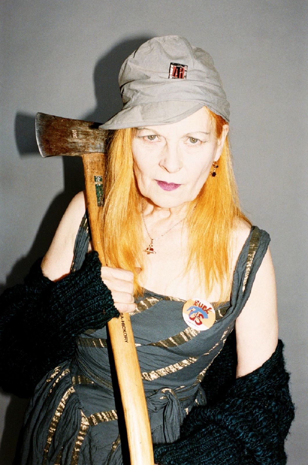 Vivienne Westwood poses with an axe for her AW 2007 campaign (Photo: Juergen Teller)