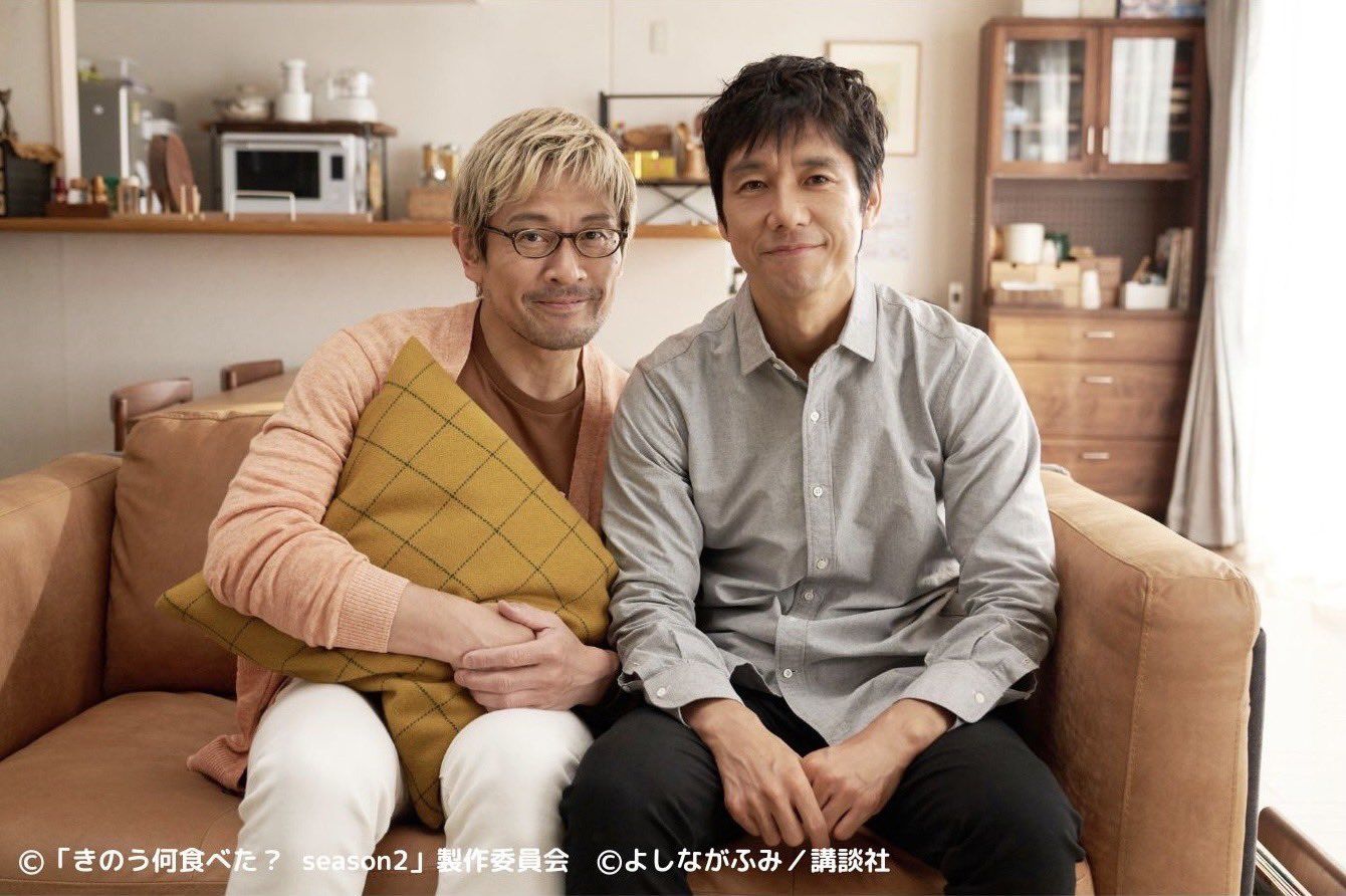 西島秀俊在《昨日的美食》與內野聖陽扮演一對同居的中年男同志情侶。(Photo: 《昨日的美食》官方X @tx_nanitabe)