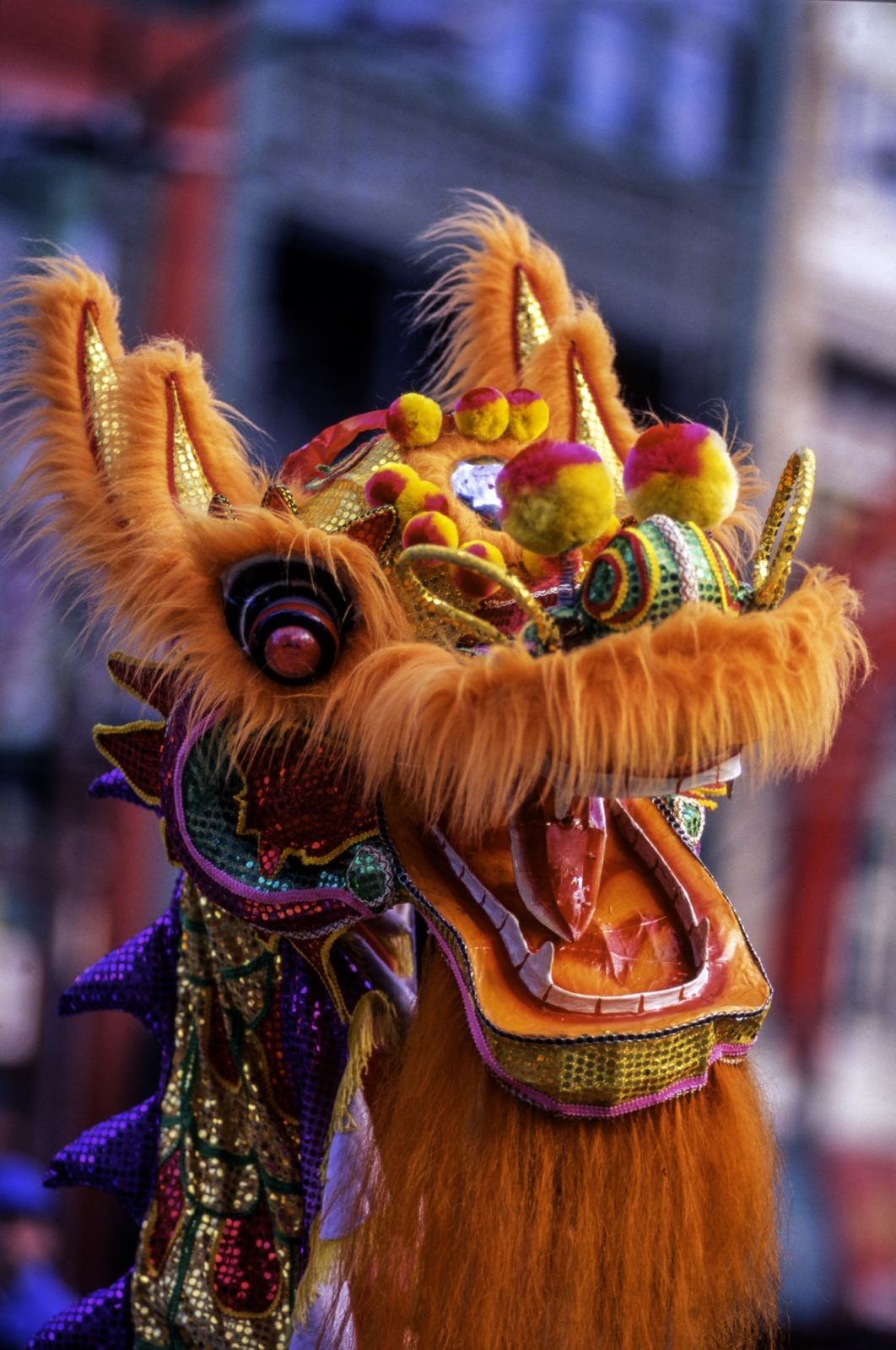 A gold dragon mask displayed during the Chinese New Year Parade in Chinatown, Vancouver (Photo: Getty Images)