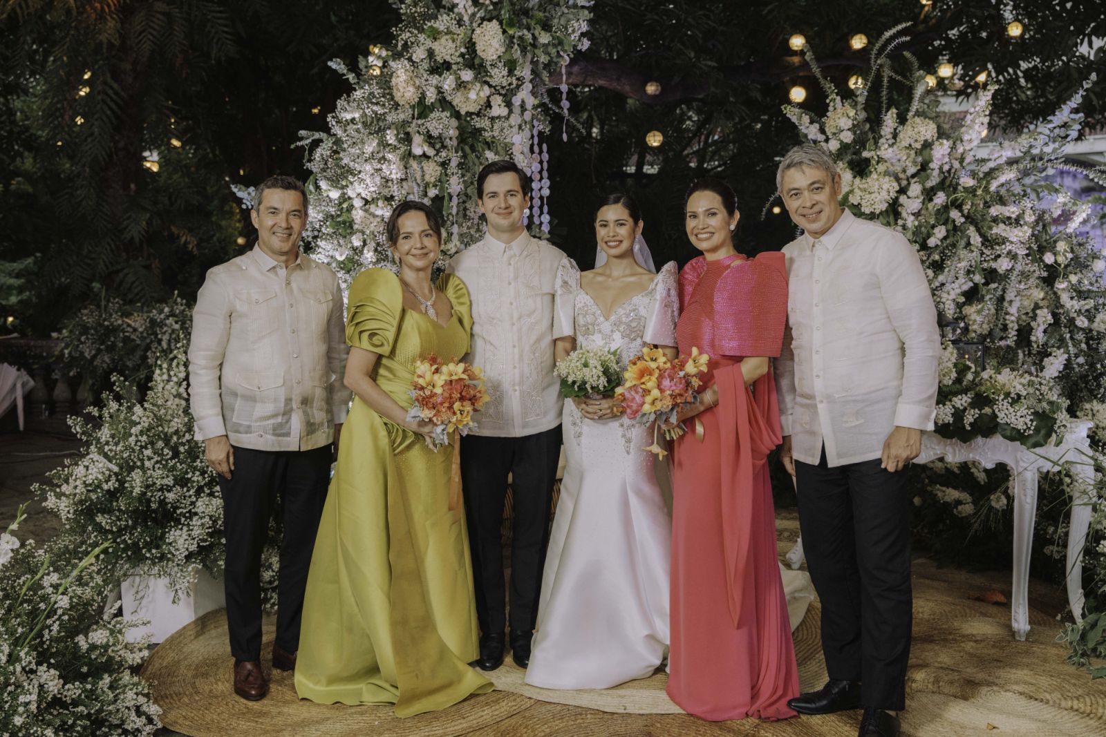 Martin Miranda, Angelique Lhuillier, Enrique Lhuillier Miranda, Ella Pangilinan Miranda, Maricel Laxa Pangilinan and Anthony Pangilinan