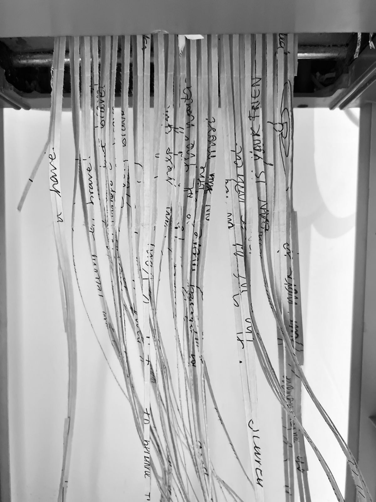 Shredded details of Chen's "Letters (17) #2023" (2023) (Photo: courtesy Flowers Gallery)
