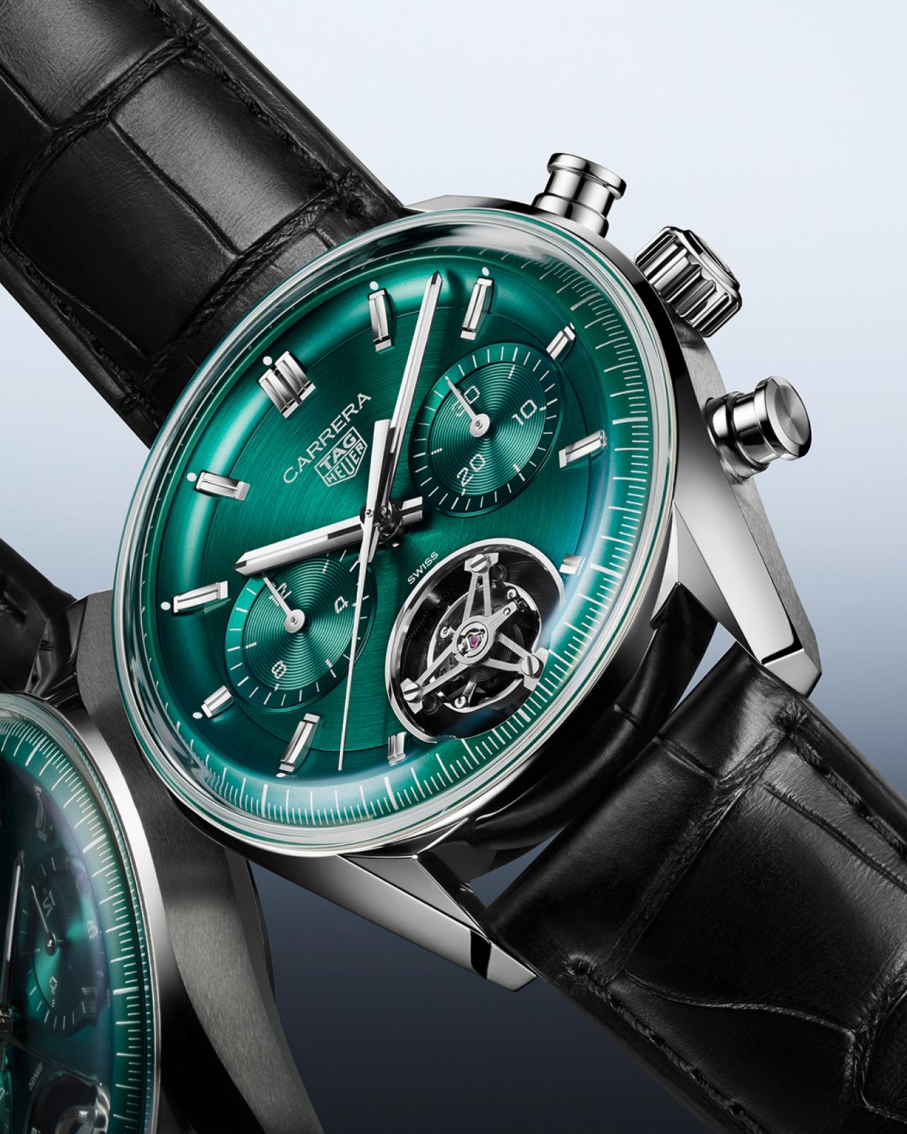 泰格豪雅Carrera陀飛輪計時錶湖水綠款（Photo: TAG Heuer）