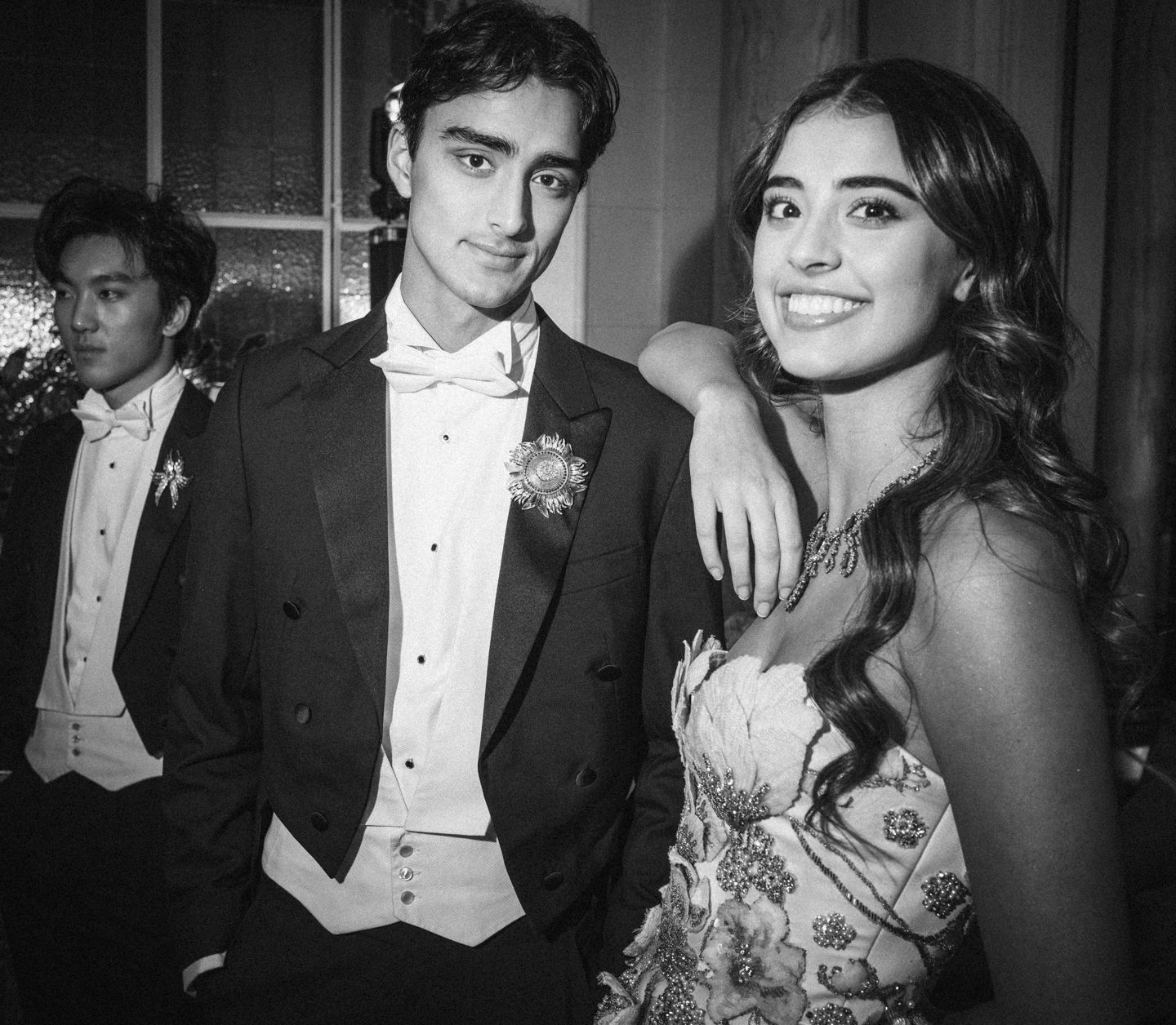 Hannah Husain with her brother and escort Harris Husain