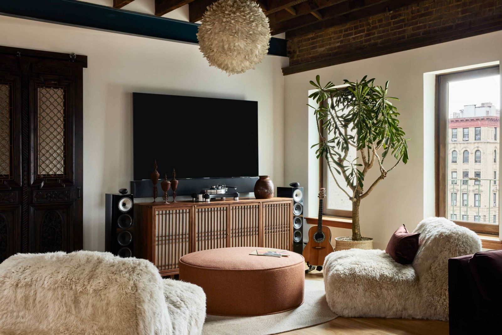 The zen entertainment area of the open plan loft