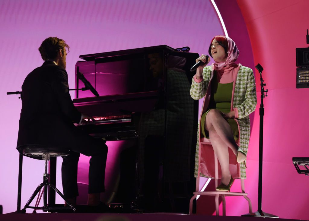 LOS ANGELES, CALIFORNIA - FEBRUARY 04: (L-R) FINNEAS and Billie Eilish perform onstage during the 66th GRAMMY Awards at Crypto.com Arena on February 04, 2024 in Los Angeles, California. (Photo by Kevin Mazur/Getty Images for The Recording Academy)