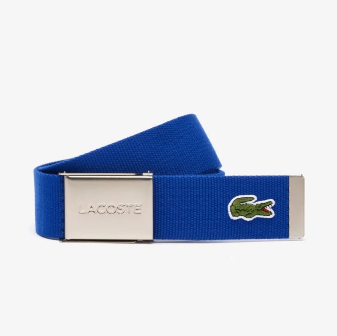 Lacoste Engraved Buckle Woven Fabric Belt (Photo: Lacoste)