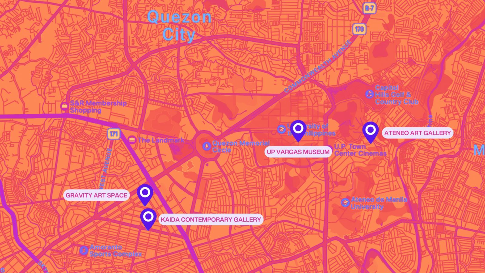 Quezon City map for 10 Days of Art 2024
