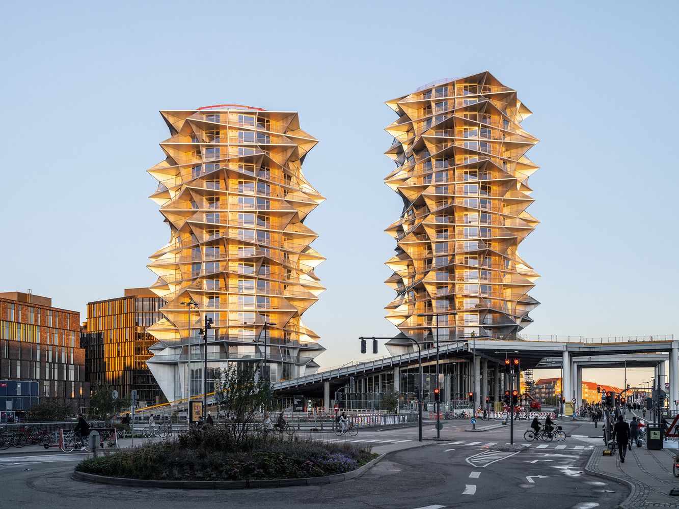 The sharp-edged façades of Bjarke Ingels Group (BIG)'s Kaktus Towers (Photo: Instagram / @big_builds)