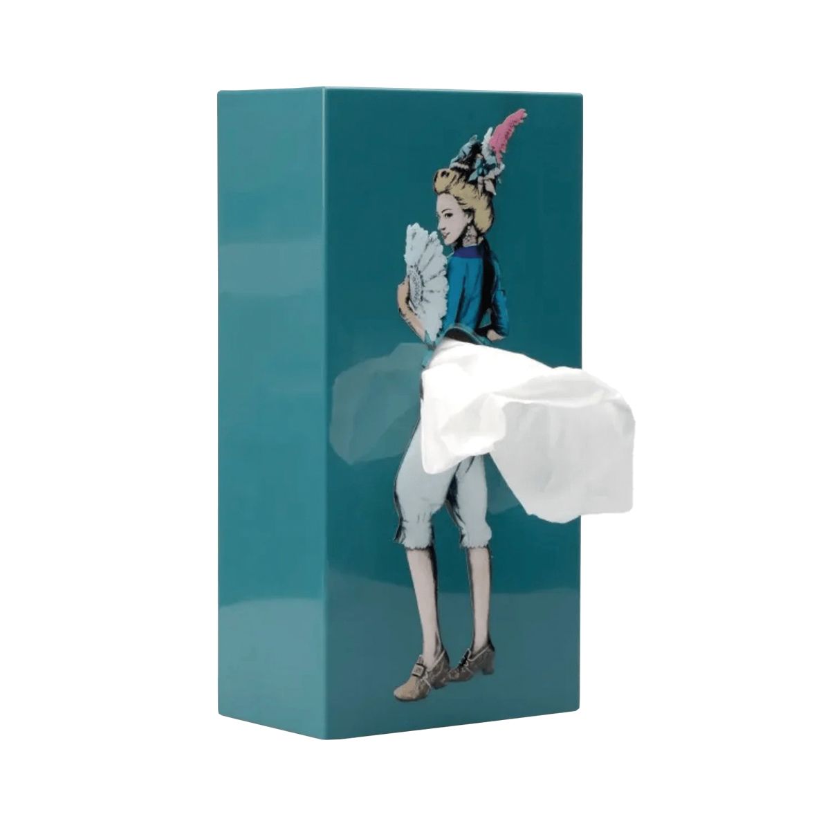 Teal for horse. Ease your stress with teal elements, such as this Tissue-Up Girl tissue holder from The Design Gift Shop