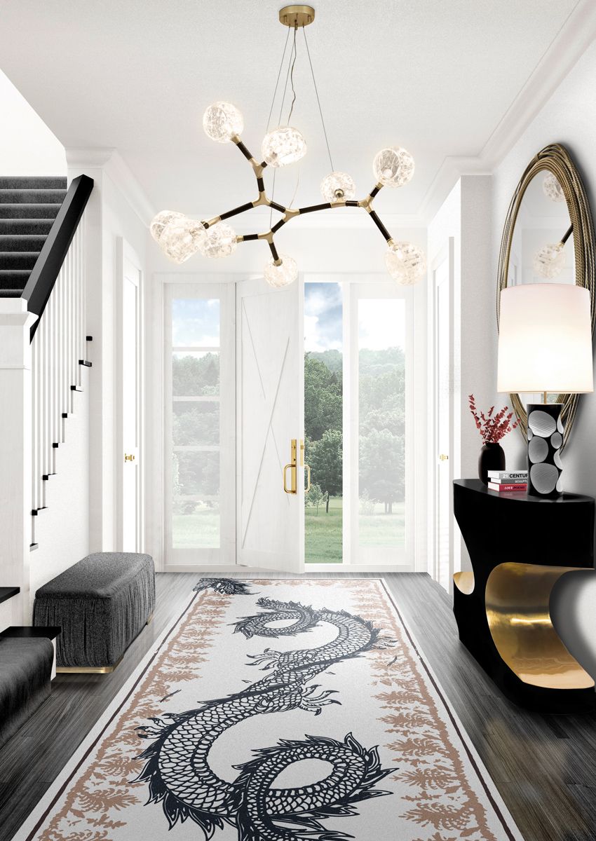 An entryway with the Redleh II rug from Rug'Society