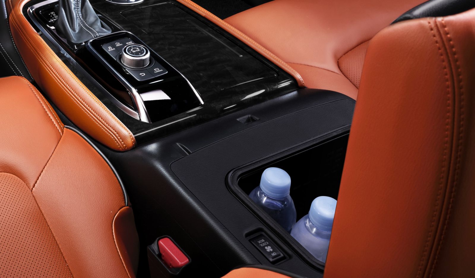 Built-in cooler box for chilled drinks on the road