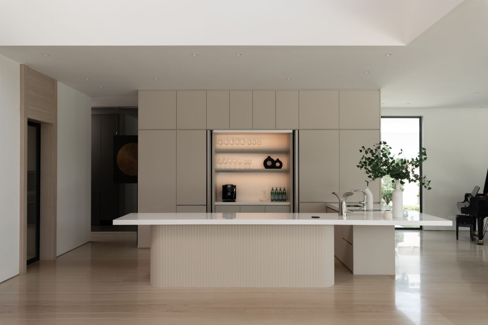 The kitchen's island is beautifully detailed