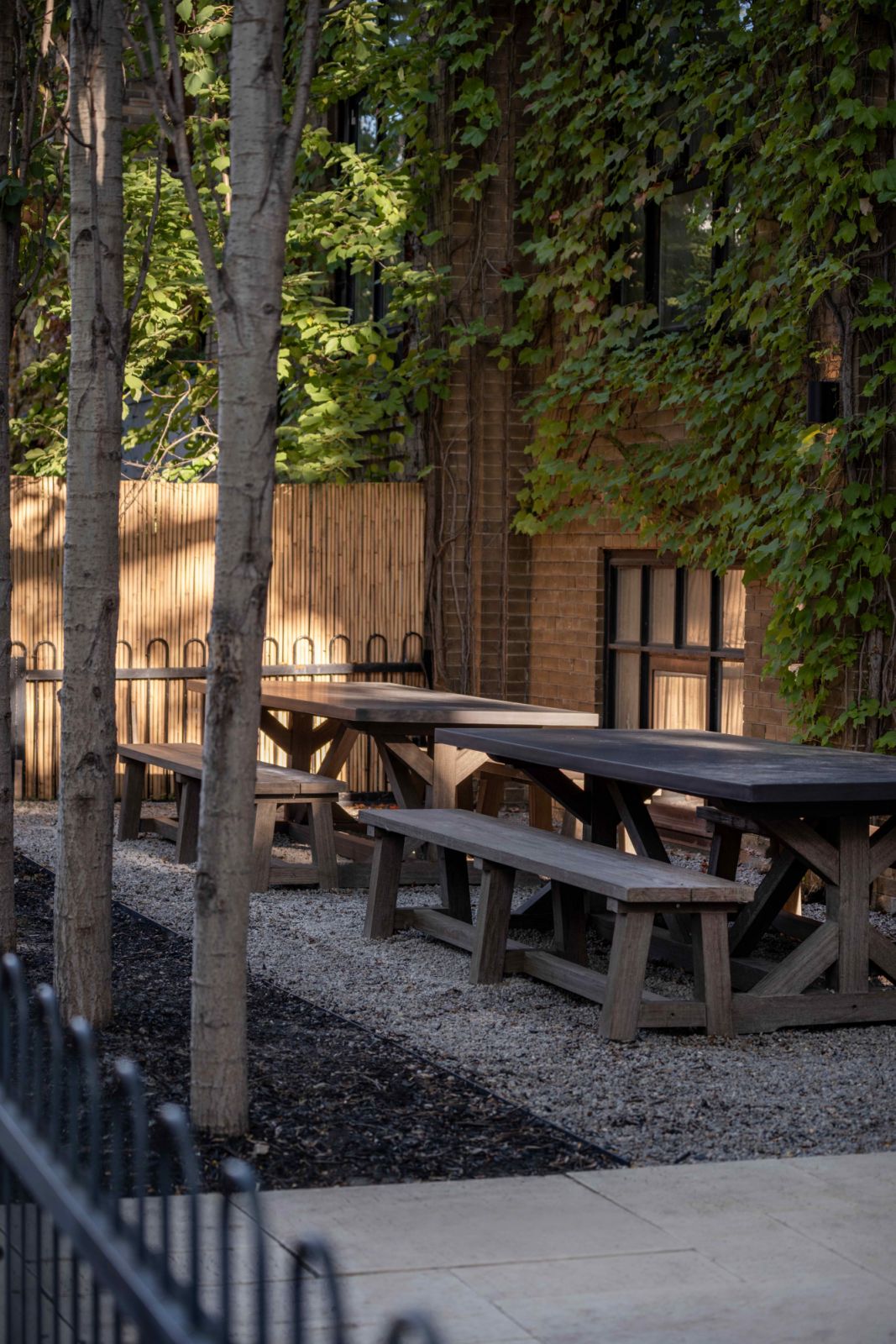 The terrace is part of the 970 sq ft outdoor compound
