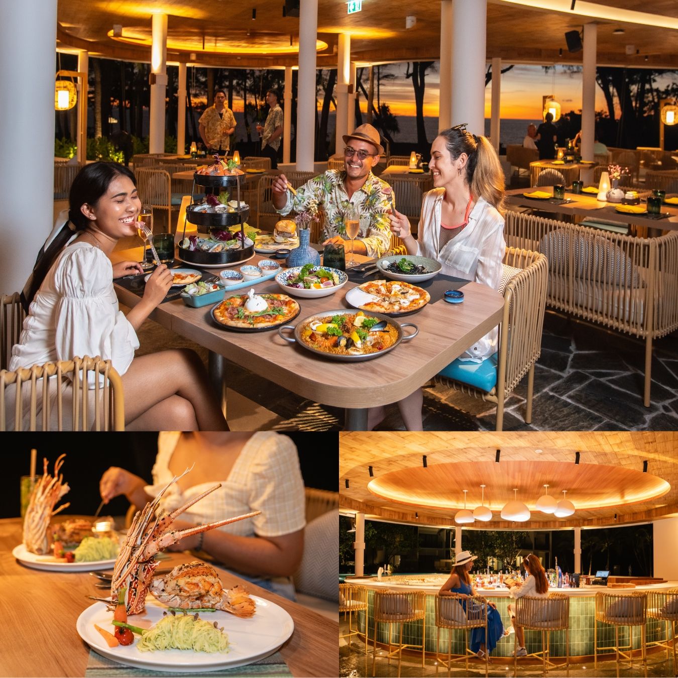 ห้องอาหารและบาร์ Ocean Kitchen ร้านอาหารเมดิเตอร์เรเนียน เสิร์ฟอาหารยุโรปและตะวันออกกลางปรุงสดใหม่ (ภาพ: Le Méridien Phuket Mai Khao Beach Resort)