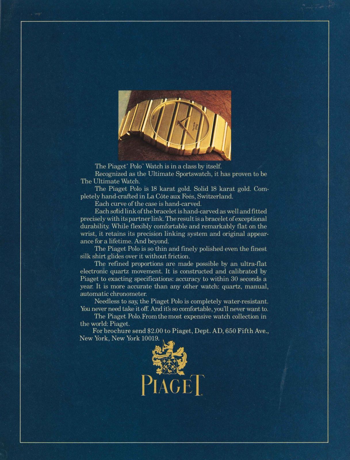 A Piaget Polo advertisement in 1979