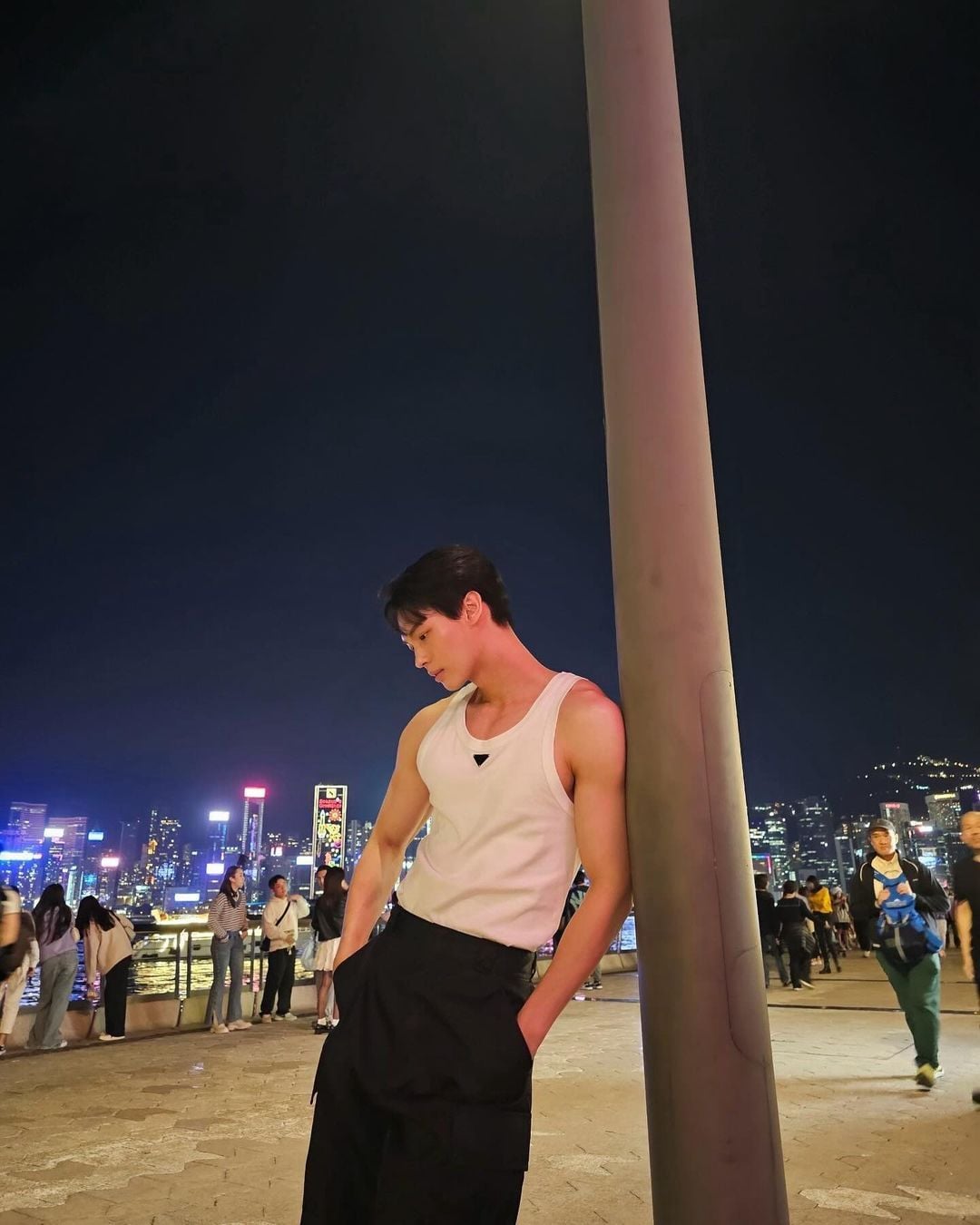win metawin in prada white tank top