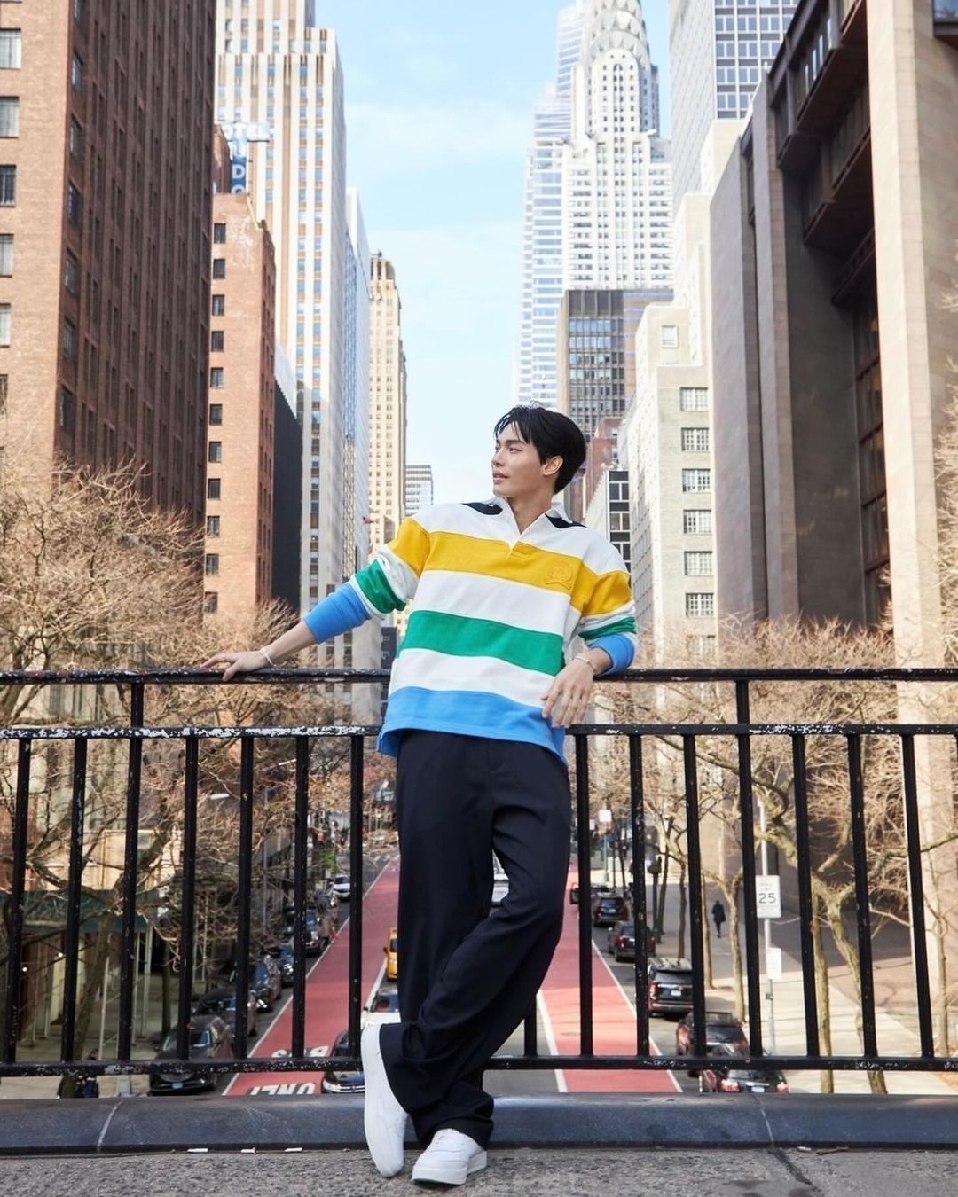 win metawin in tommy hilfiger long sleeve polo shirt new york. fashion week
