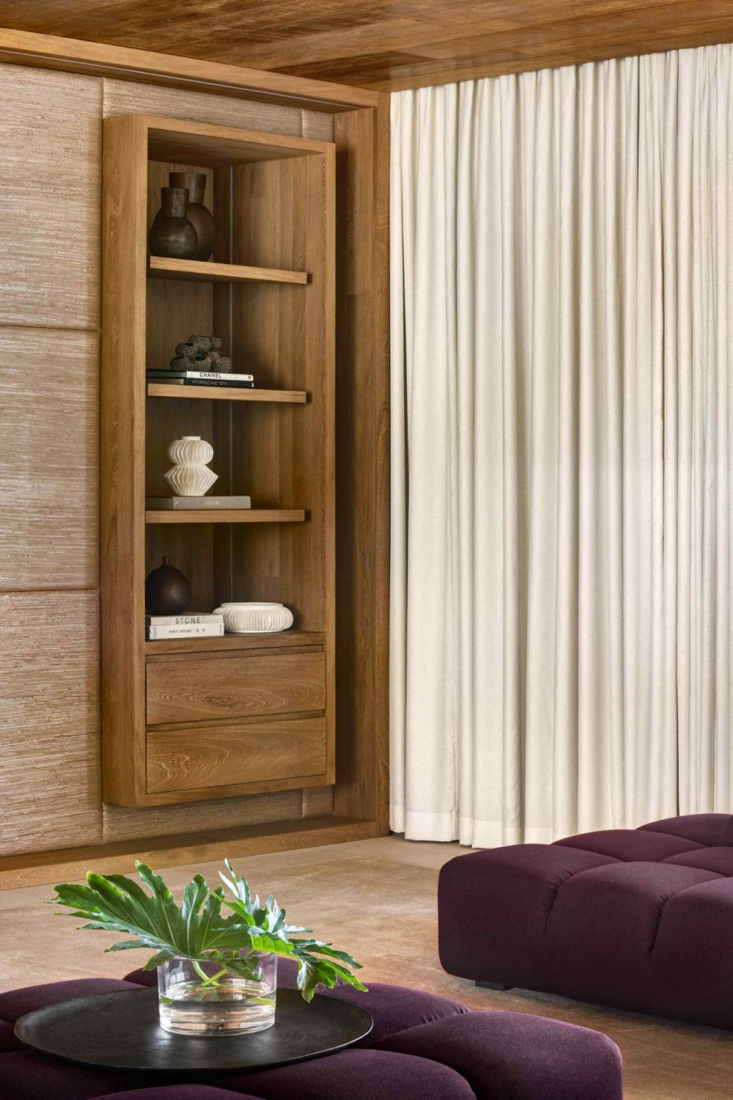Reclaimed floor-to-ceiling Indonesian teak