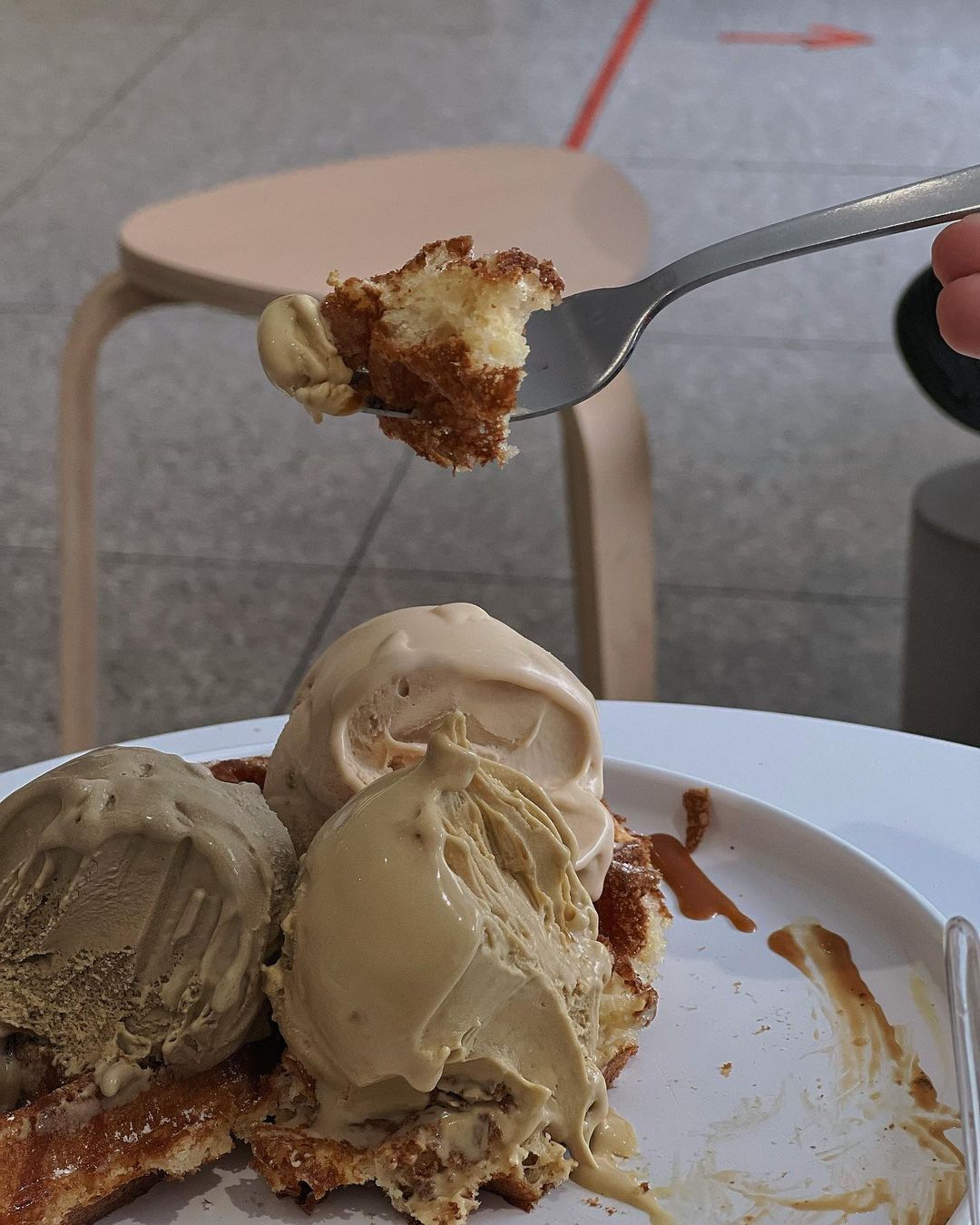 Three of Churn’s ice cream flavours on a sourdough waffle (Photo: Instagram / @siewnotindakitchen)