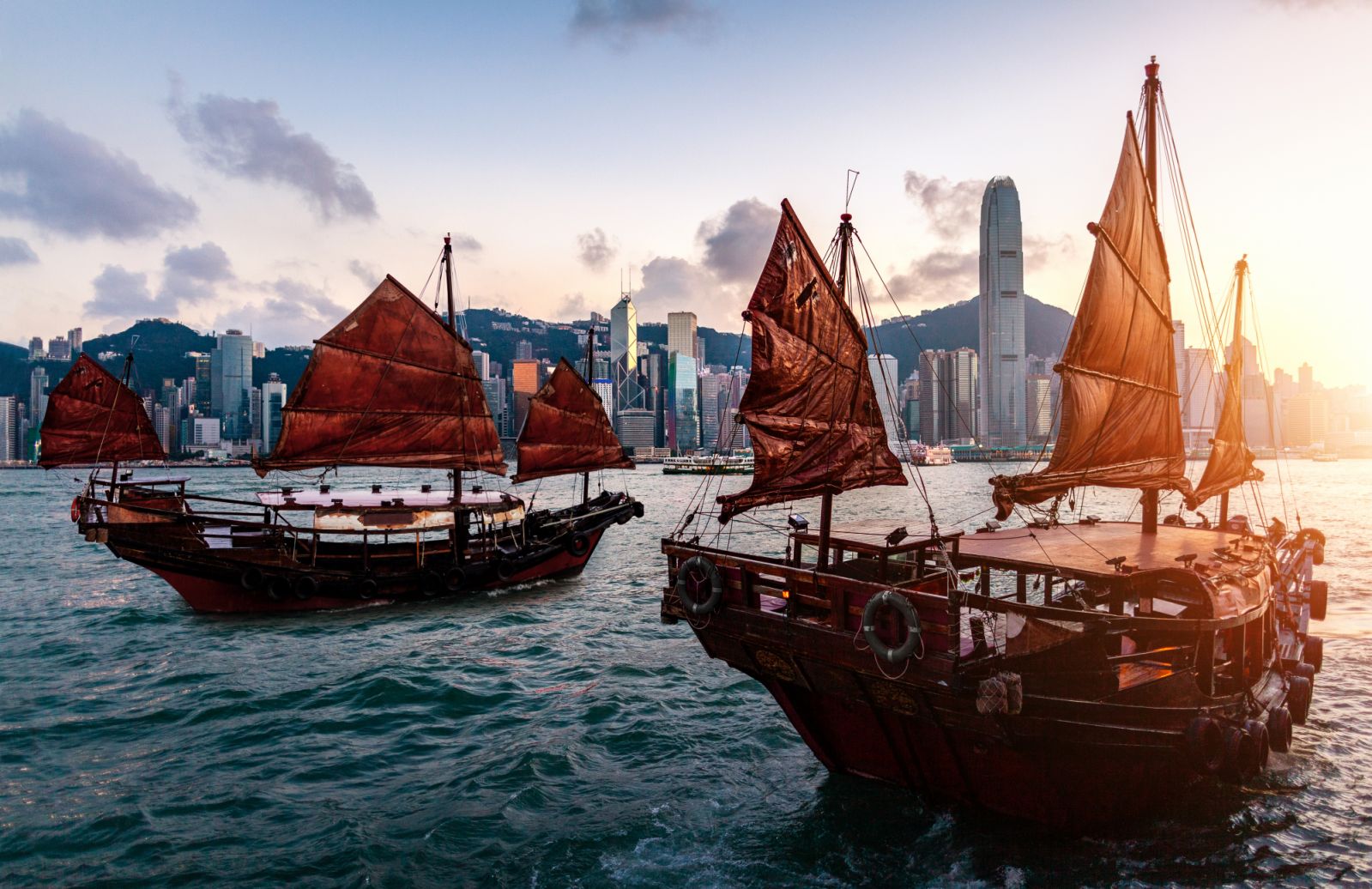 Junks in Victoria labour of Hong Kong