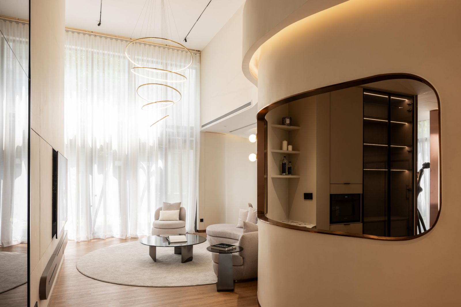 Natural light gently illuminates the living area