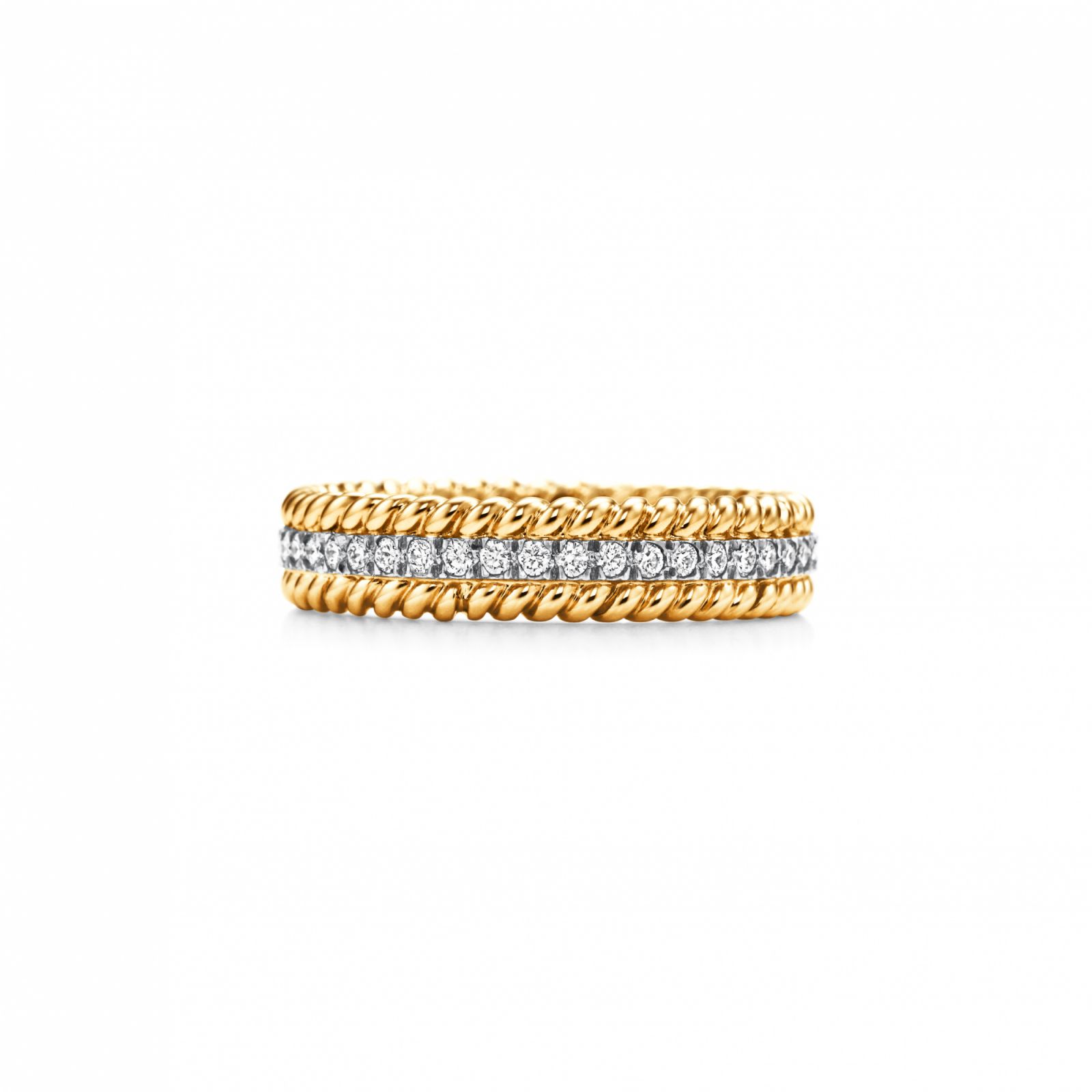 Schlumberger by Tiffany & Co. Rope 18K金及鉑金雙繩鍊鑽石戒指。(Photo: Tiffany & Co.)