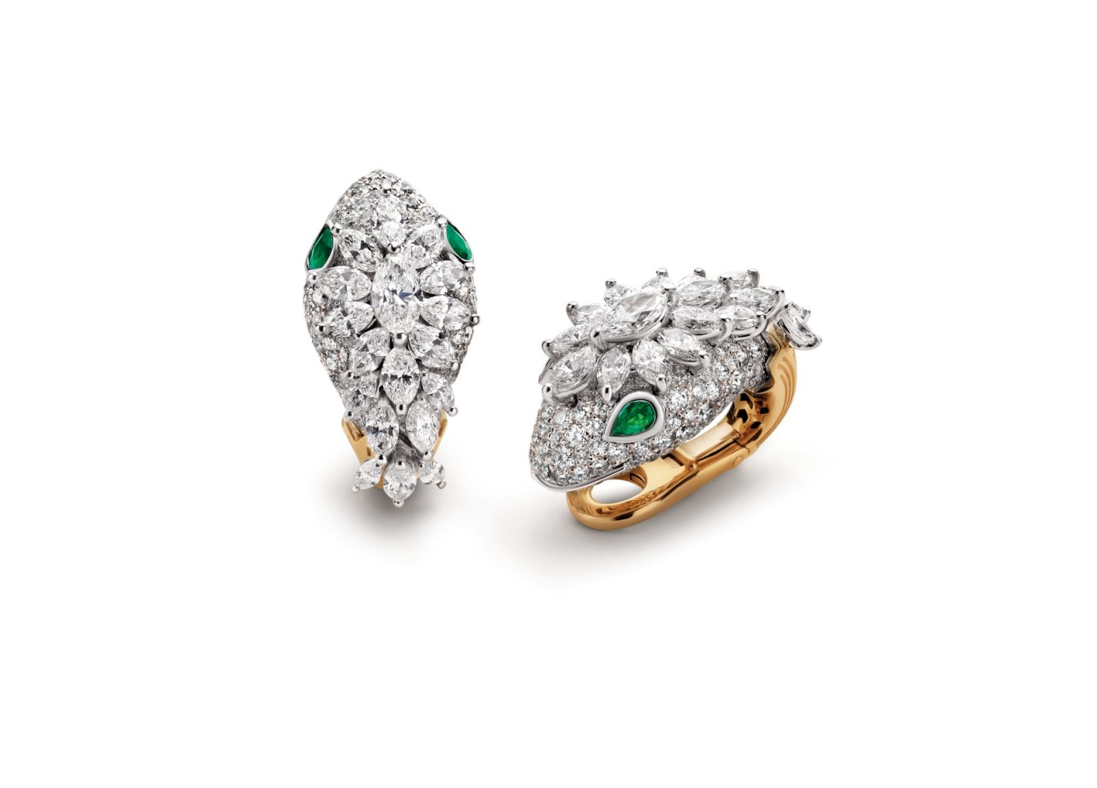 Bulgari Serpenti系列 頂級祖母綠與鑽石耳環。(Photo: Bulgari)