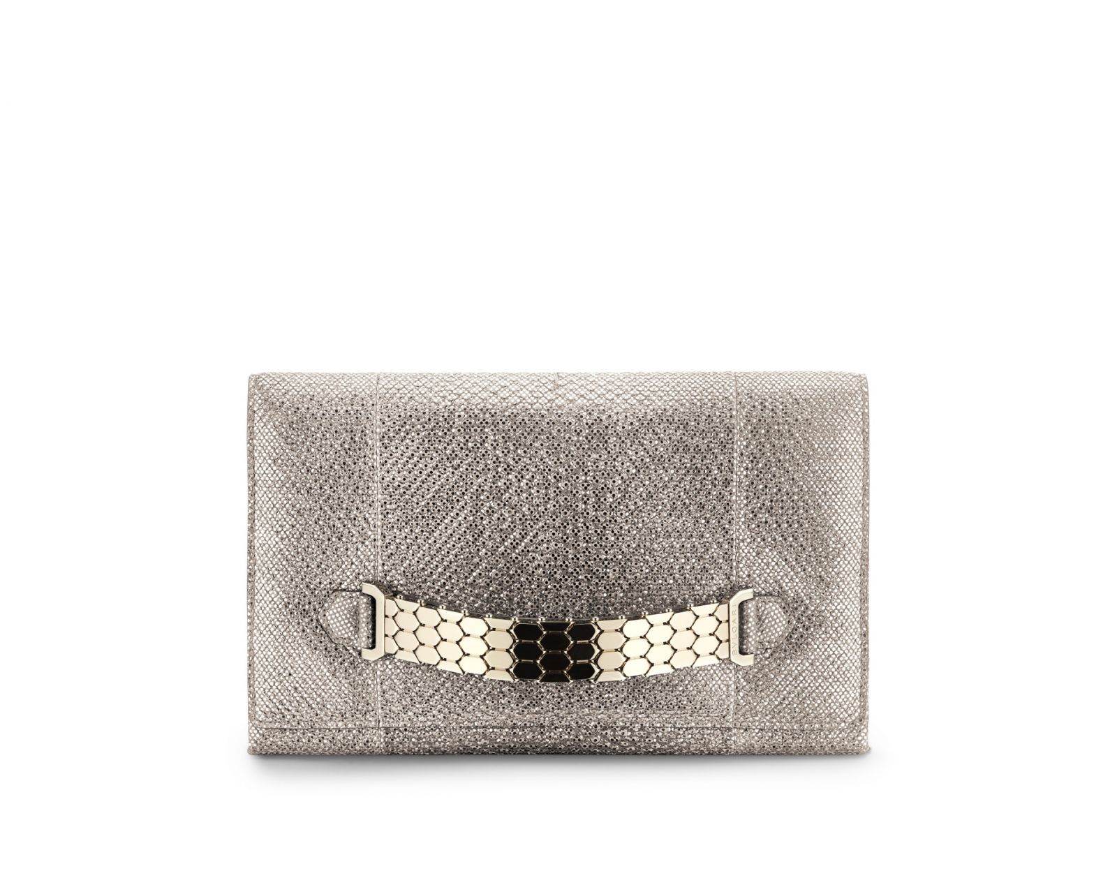 Bulgari Cocktail金色水蛇皮晚宴手拿包。(Photo: Bulgari)