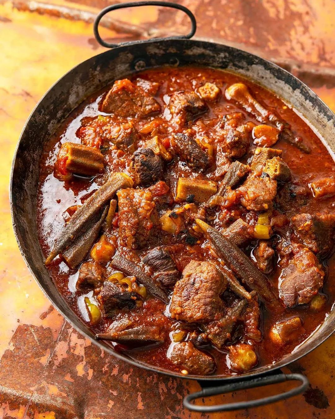 Bamia, a traditional stew of okra and lamb (Photo: Instagram / @huntgathercook)