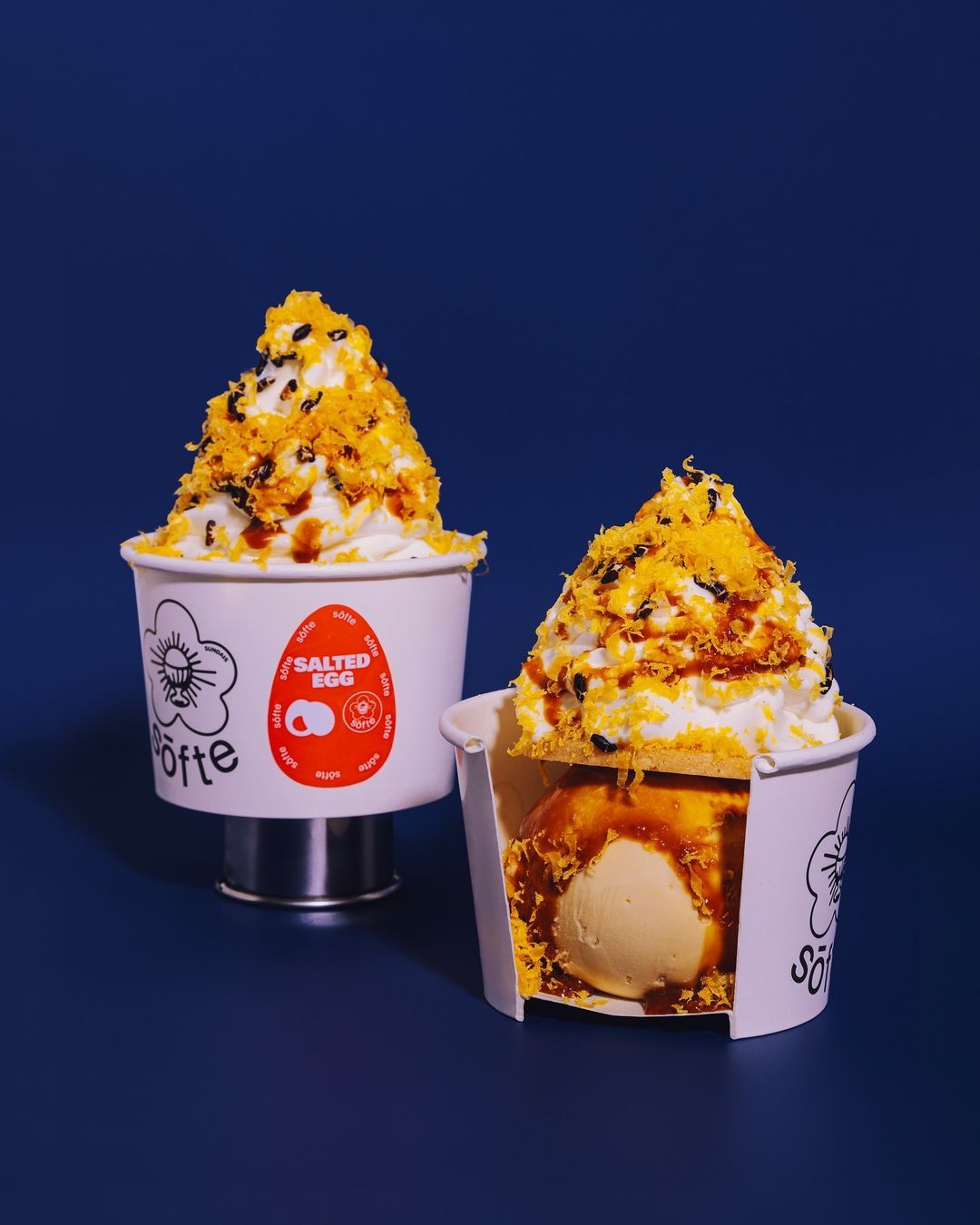 Custard ice cream, vanilla soft serve, and shaved salted egg yolk (Photo: Instagram / @keepitsofte)