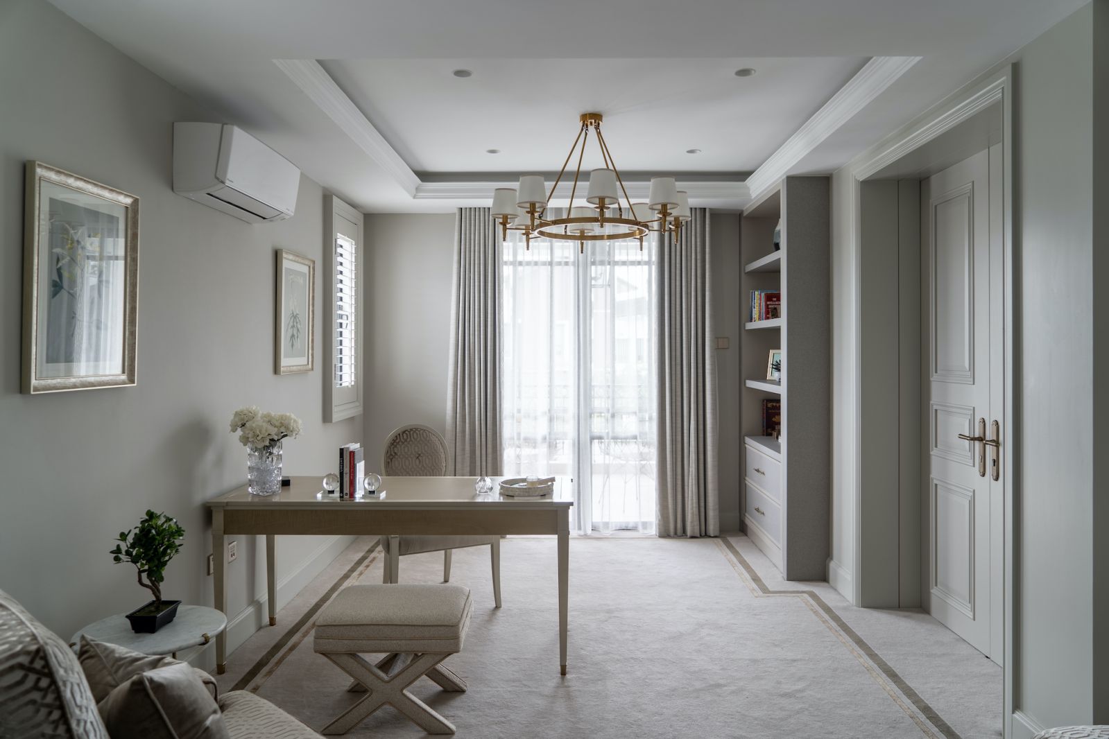 Off-white walls highlight the ethereal feel of the abode