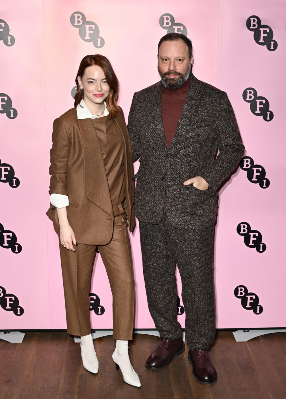 Emma Stone in Loro Piana. (Photo by Kate Green/Walt Disney Studios Motion Pictures UK)