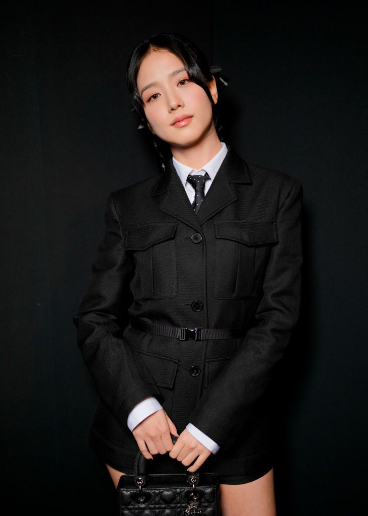 Jisoo at Christian Dior RTW Fall 2024 as part of Paris Ready to Wear Fashion Week held at Jardin des Tuileries on February 27, 2024 in Paris, France. (Photo by Swan Gallet/WWD via Getty Images)