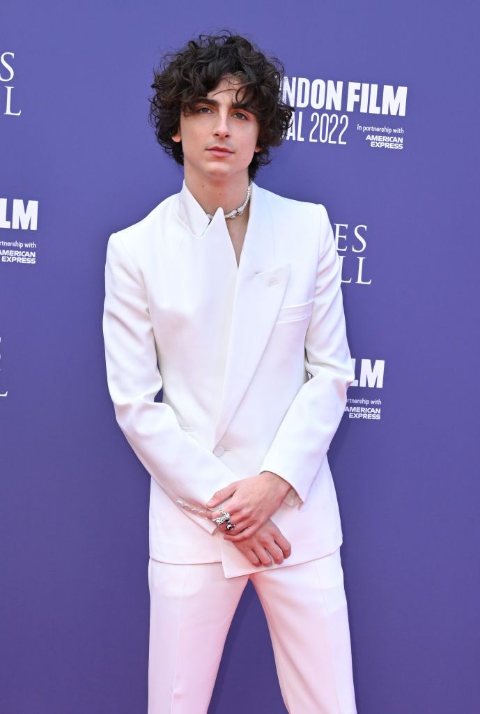 《骨肉的總和》上映活動中，提摩西夏勒梅選擇穿上Alexander McQueen禮服。(Photo by Karwai Tang/WireImage)