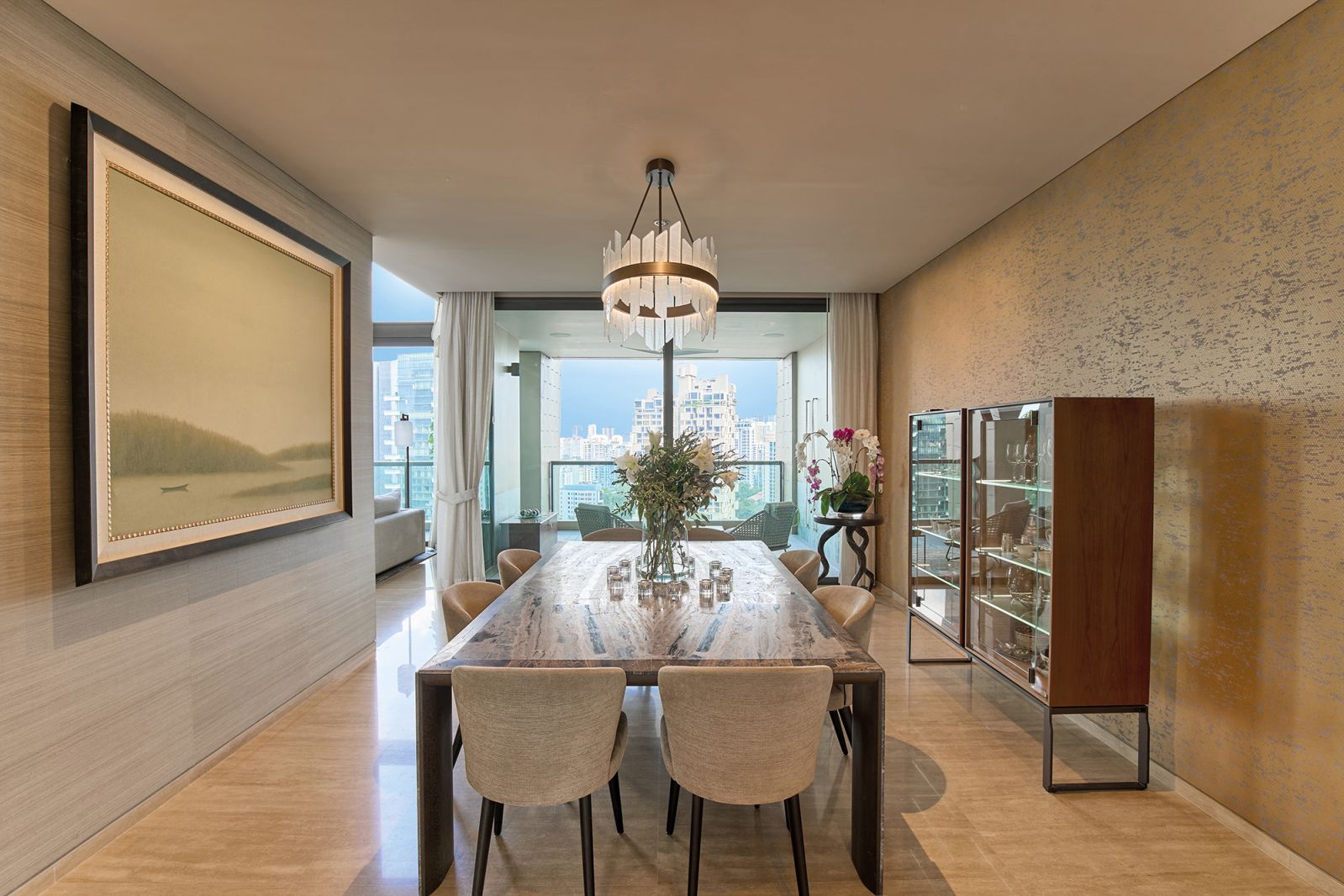 Art was an important consideration in each space, including the dining area