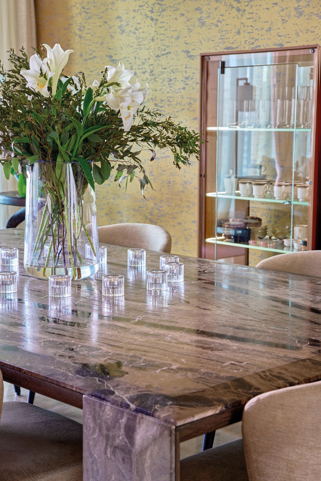 The home’s materials and finishes were chosen to promote a sense of well-being and relaxation