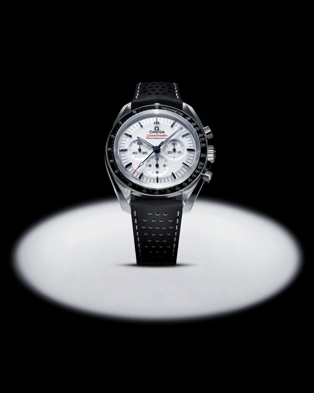 Omega Speedmaster Moonwatch with white lacquered dial