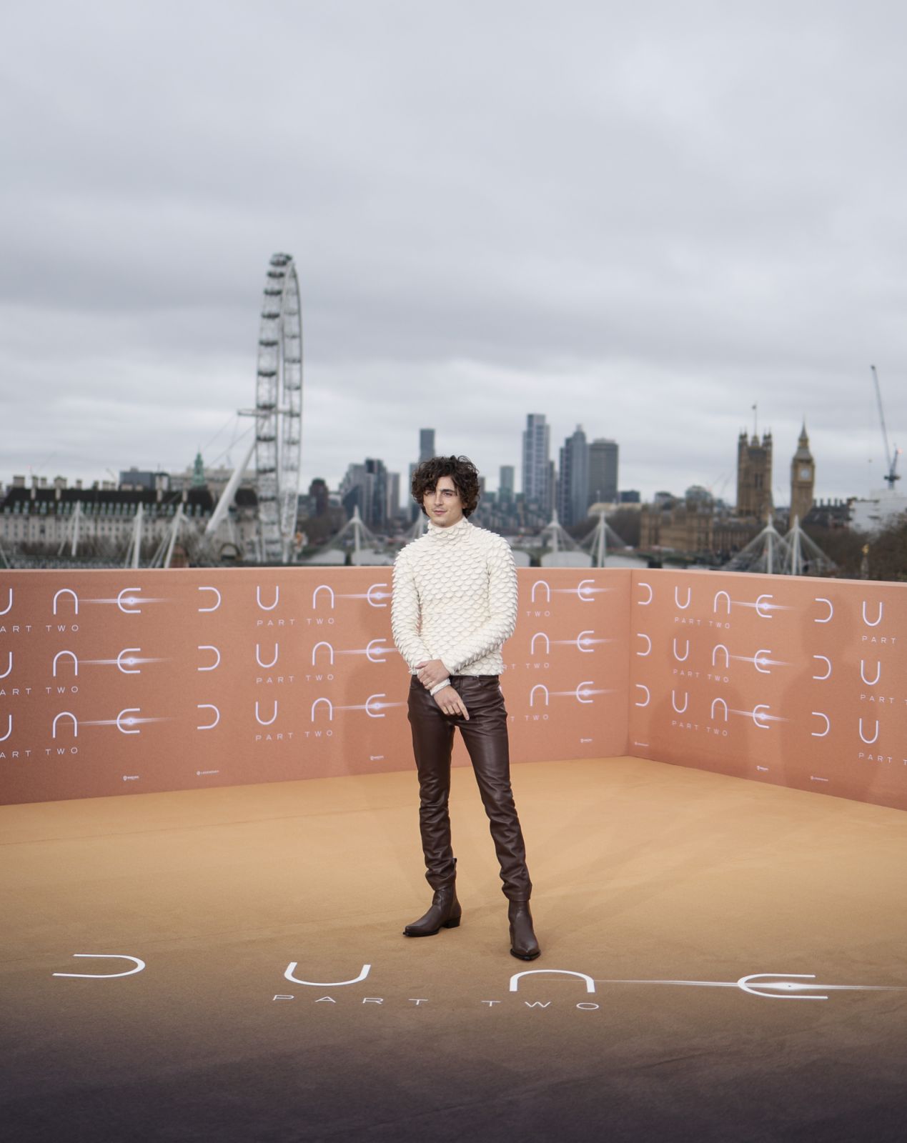 Timothee Chalamet in London, England on February 14, 2024 (Photo: Mike Marsland/WireImage)