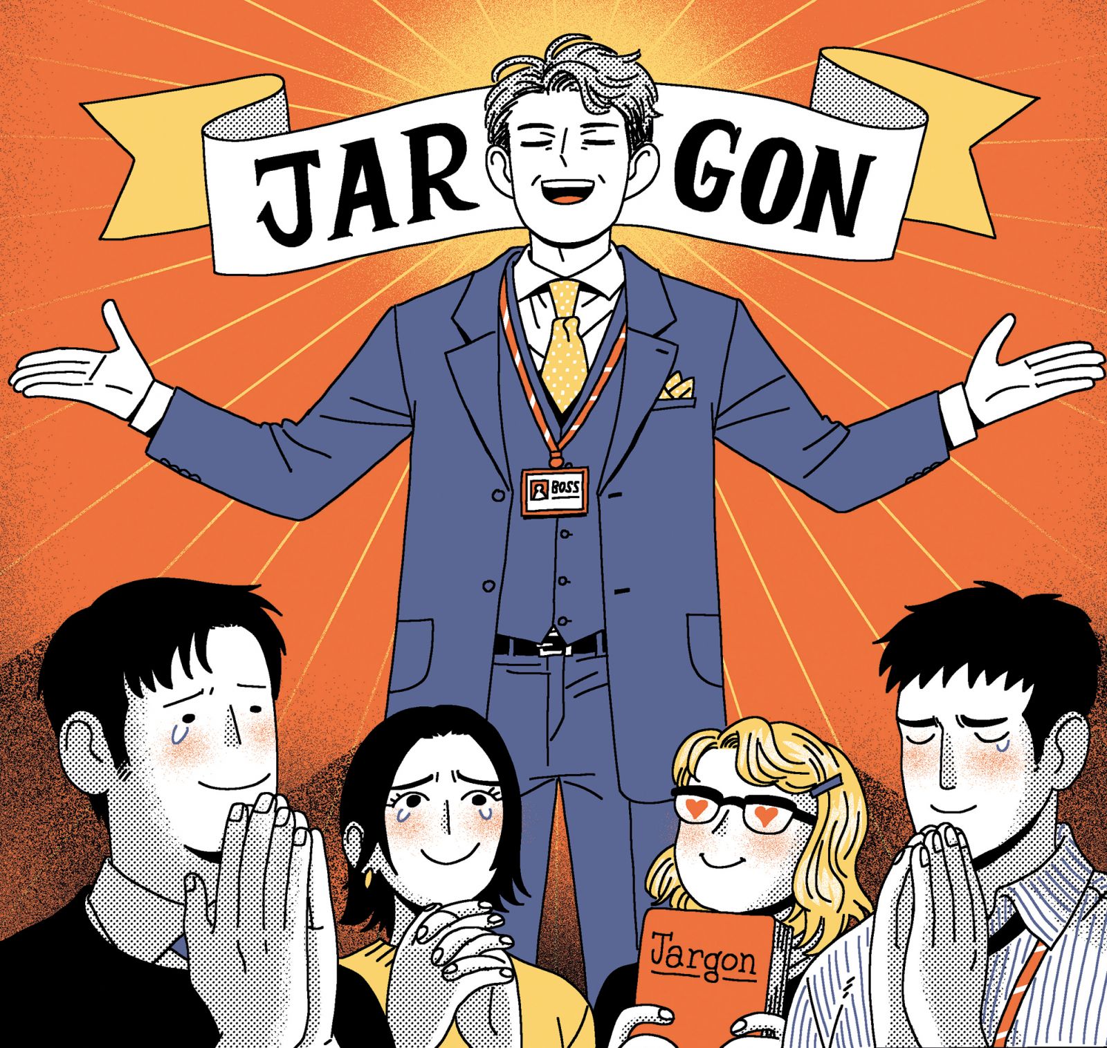 While your office might not be a cult, jargon use can feel like a religion (Illustration: Pearl Law)