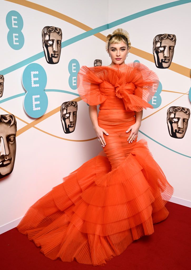 LONDON, ENGLAND - FEBRUARY 19: Florence Pugh attends the EE BAFTA Film Awards 2023 at The Royal Festival Hall on February 19, 2023 in London, England. (Photo by Gareth Cattermole/BAFTA/Getty Images for BAFTA)