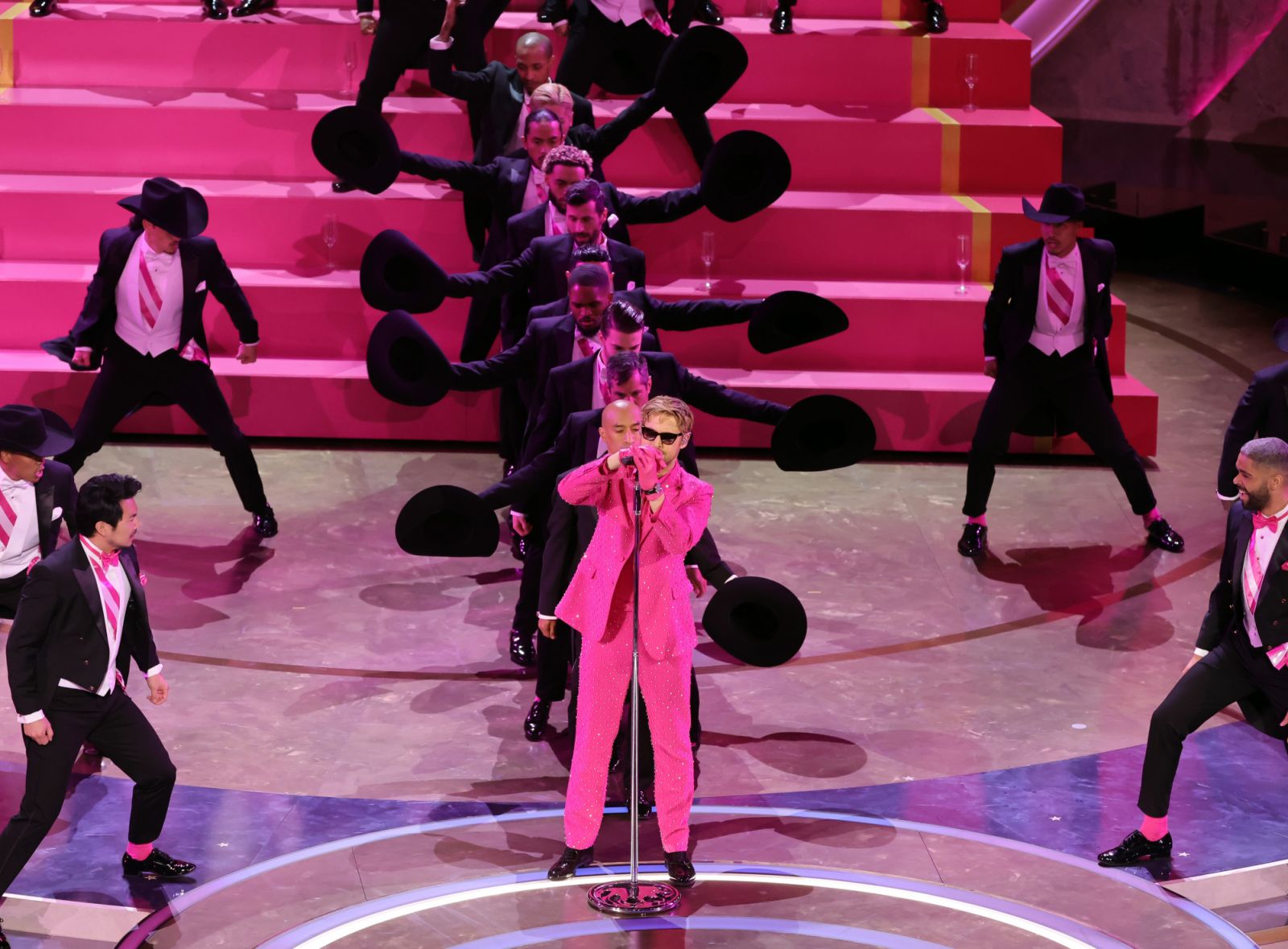 Ryan Gosling performs 'I'm Just Ken' from "Barbie" onstage during the 96th Annual Academy Awards at Dolby Theatre on March 10, 2024 in Hollywood, California. (Photo by Kevin Winter/Getty Images)
