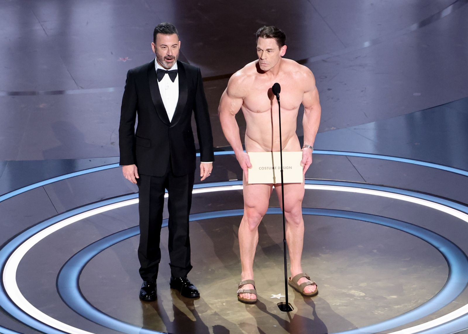 Jimmy Kimmel and John Cena at the 96th Annual Oscars held at Dolby Theatre on March 10, 2024 in Los Angeles, California. (Photo by Rich Polk/Variety via Getty Images)