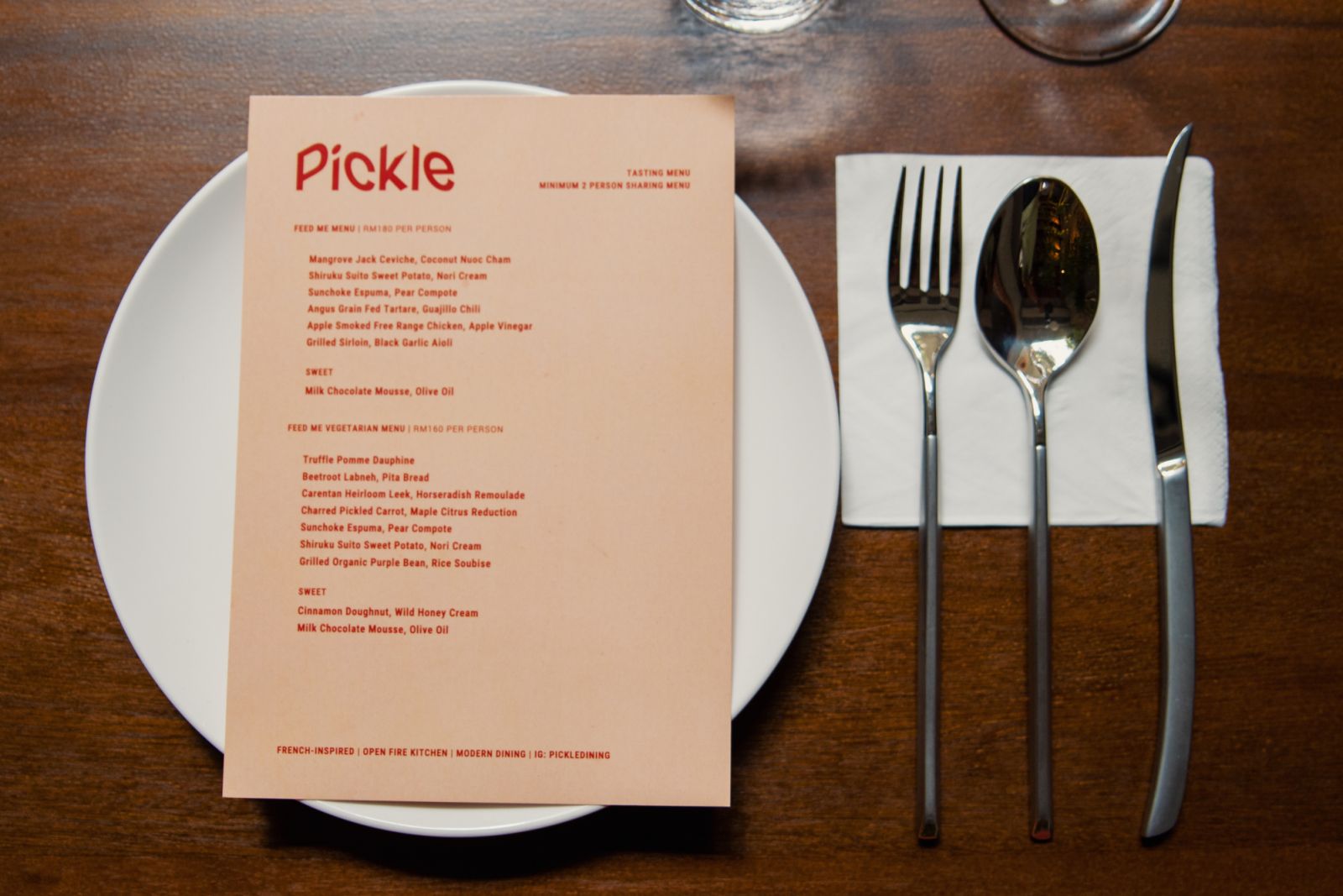 Pickle Dining’s menu (Photo: Fady Younis)