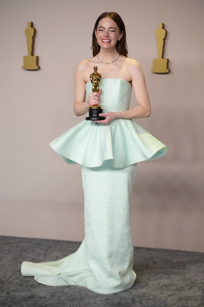HOLLYWOOD, CALIFORNIA - MARCH 10: Emma Stone, winner of the Best Actress in a Leading Role award for âPoor Thingsâ, onstage in the press room at the 96th Annual Academy Awards at Ovation Hollywood on March 10, 2024 in Hollywood, California. (Photo by Jeff Kravitz/FilmMagic)