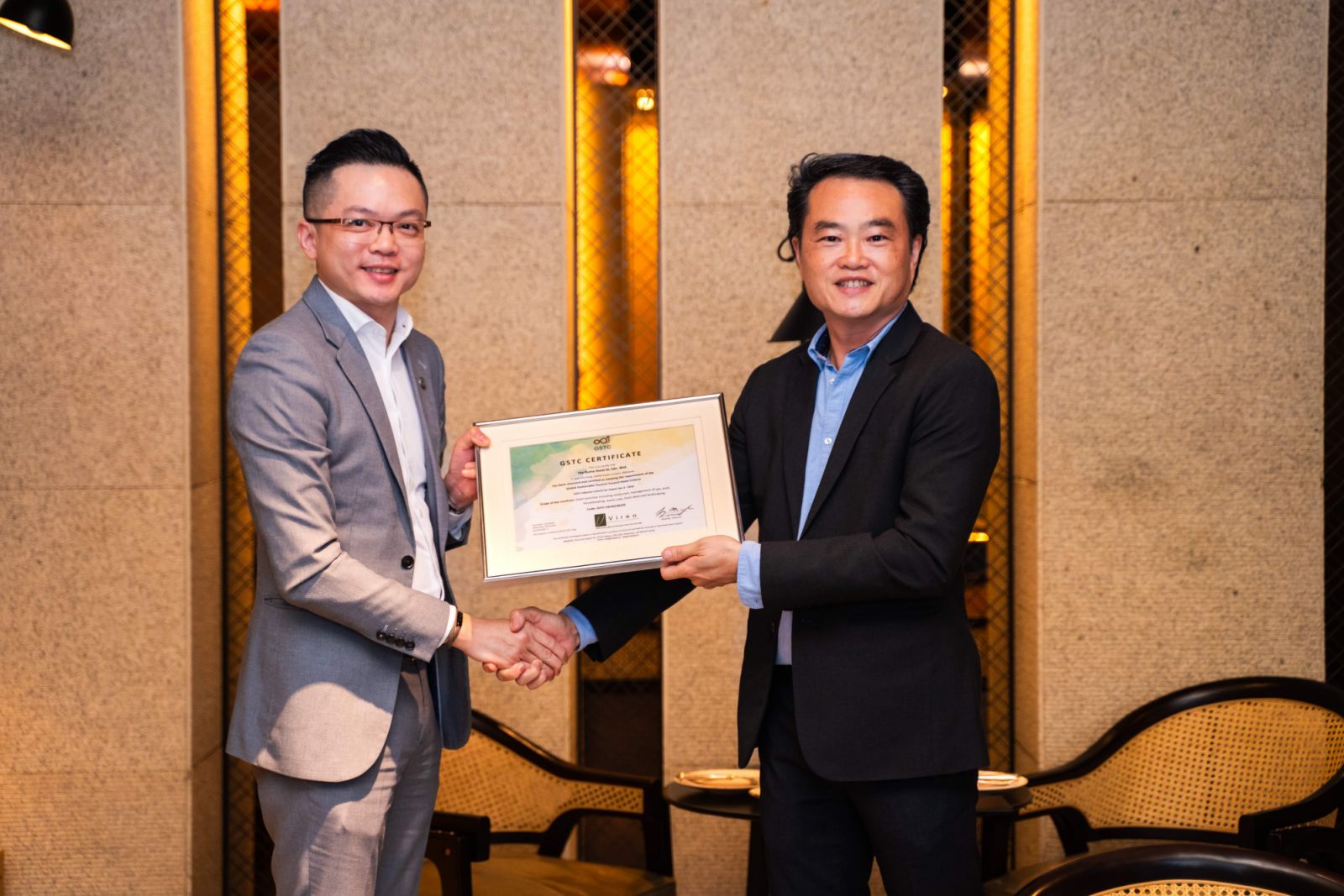 Daniyal Ng, hotel manager of RuMA and Danny Ng, regional managing director of Vireo Asia Pacific, the Accredited Certification Bodies of GSTC