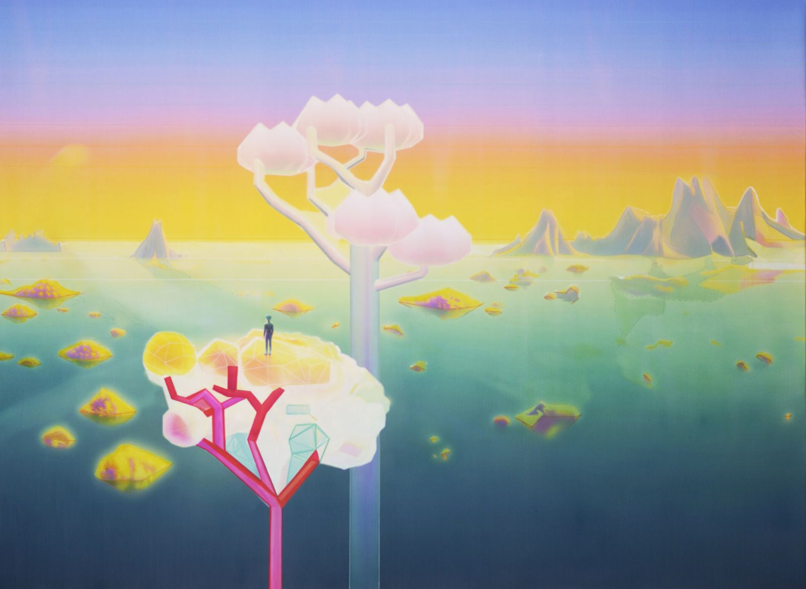 Lov-Lov's "Blossoms of Spring" (2024) on view for "Everything is Unreal Until It's Not" at De Sarthe Gallery, March 23 - April 27, 26/F, M Place, 54 Wong Chuk Hang Rd, Wong Chuk Hang (Photo: courtesy the artist and De Sarthe Gallery)