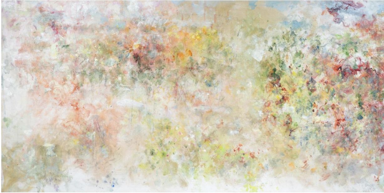 Myonghi Kang's "Jardin public à Taipei", (2023) on view for "The Rebirth of Nature", March 22 - May, 53-55 Hollywood Road, Central, Hong Kong (Photo: courtesy the artist and Villepin Art)