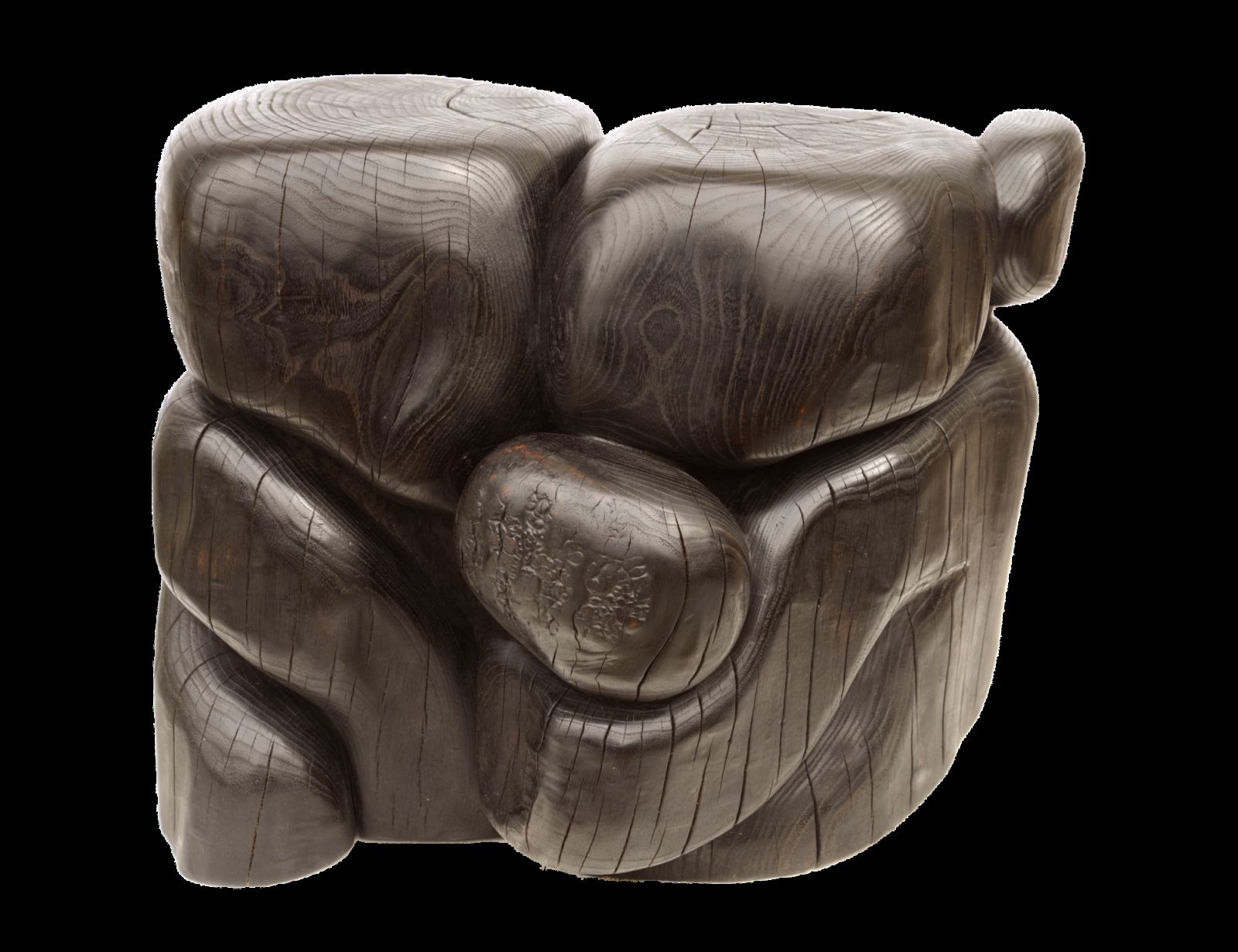 Wang Keping's "Couple with child" (2018) on view at 10 Chancery Lane, March 22 - May 11, 10 Chancery Lane, Central (Phot:o: Courtesy 10 Chancery Lane Gallery)