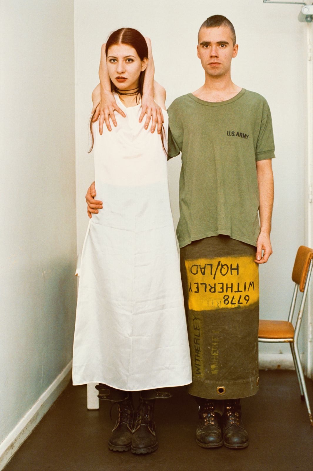 Tillmans's "Suzanne & Lutz, white dress, army skirt", (1994) Photo: courtesy David Zwirner, New York/Hong Kong; Galerie Buchholz, Berlin/Cologne; and Maureen Paley, London)